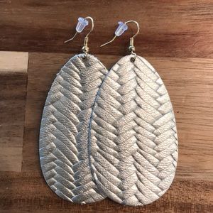Silver Leather Earrings